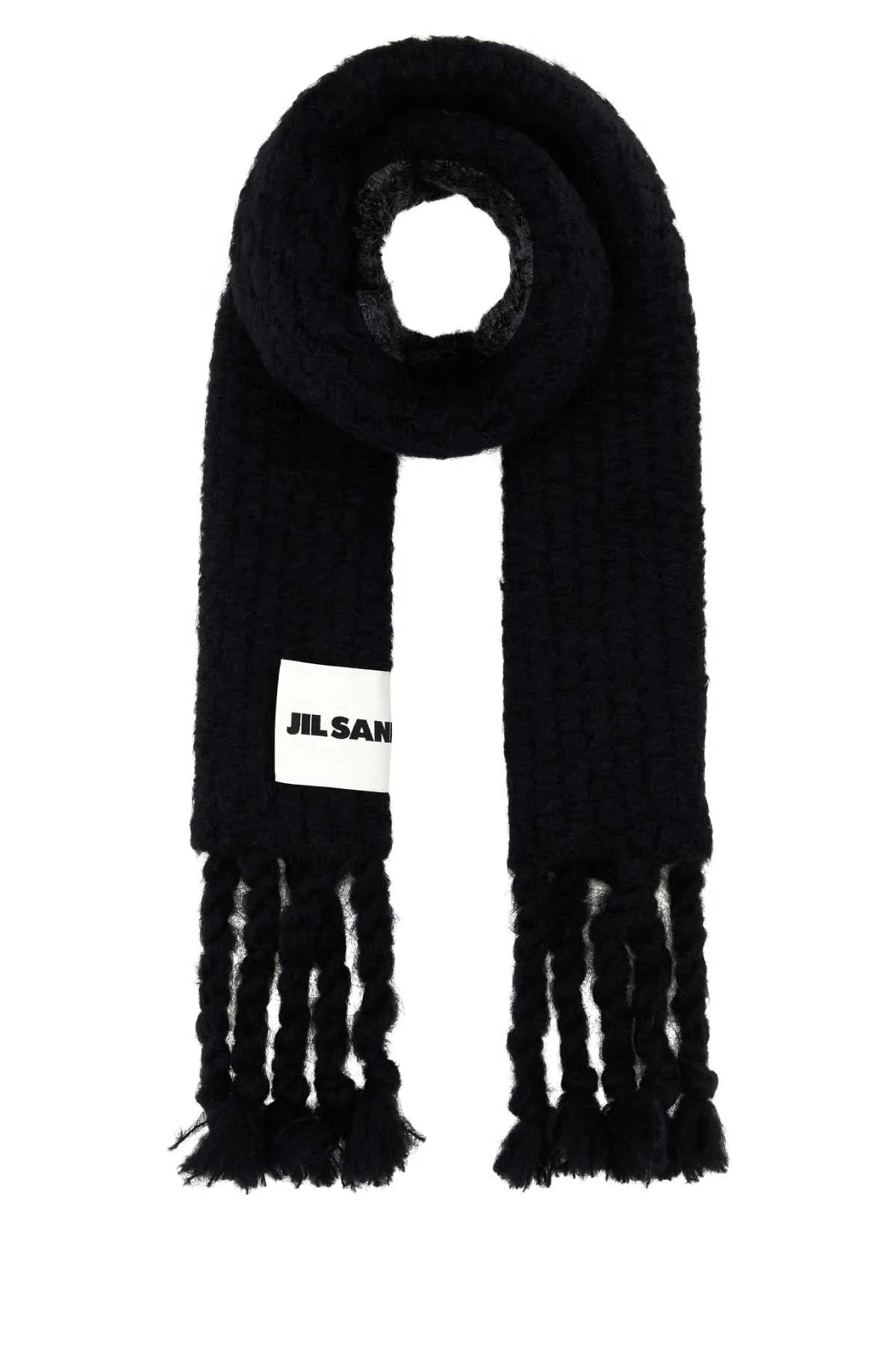 Jil Sander Black Mohair Blend Scarf