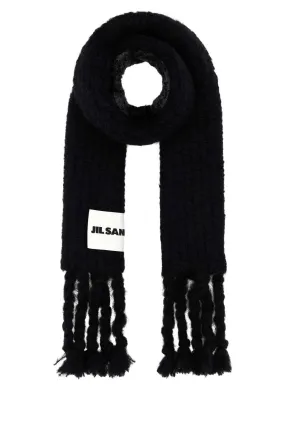 Jil Sander Black Mohair Blend Scarf