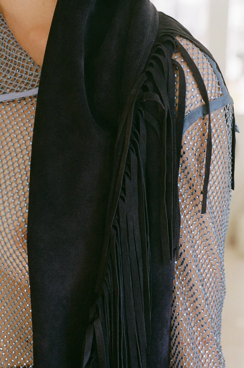 KAI FRINGE LEATHER SCARF