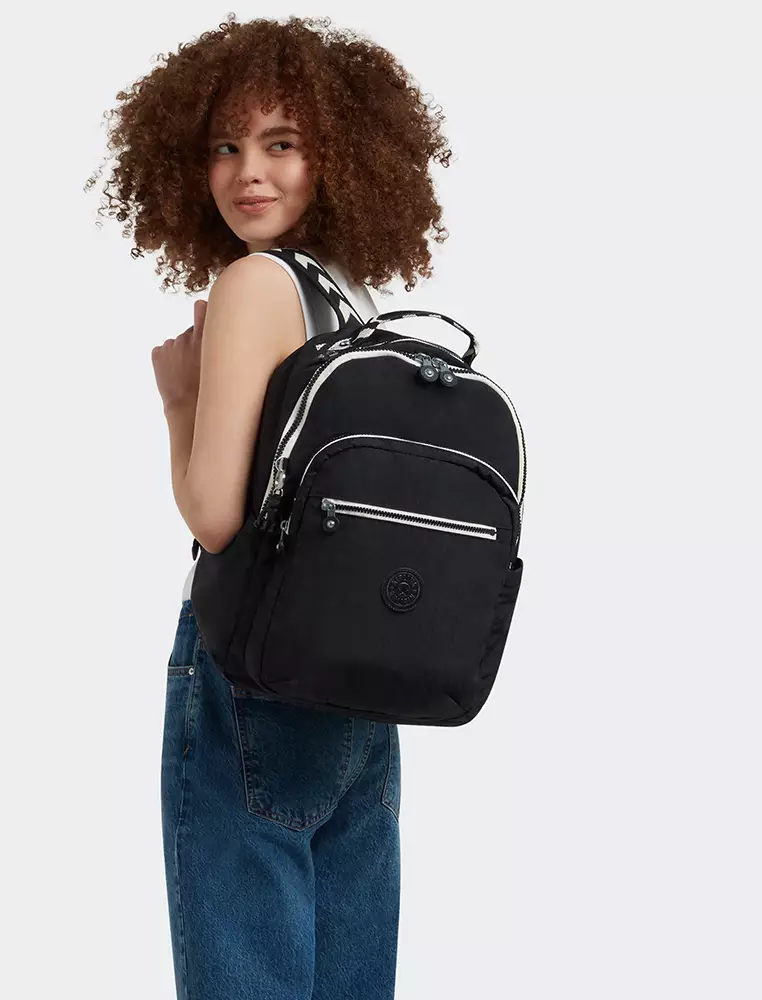 Kipling Kipling SEOUL Black Chevron Backpack