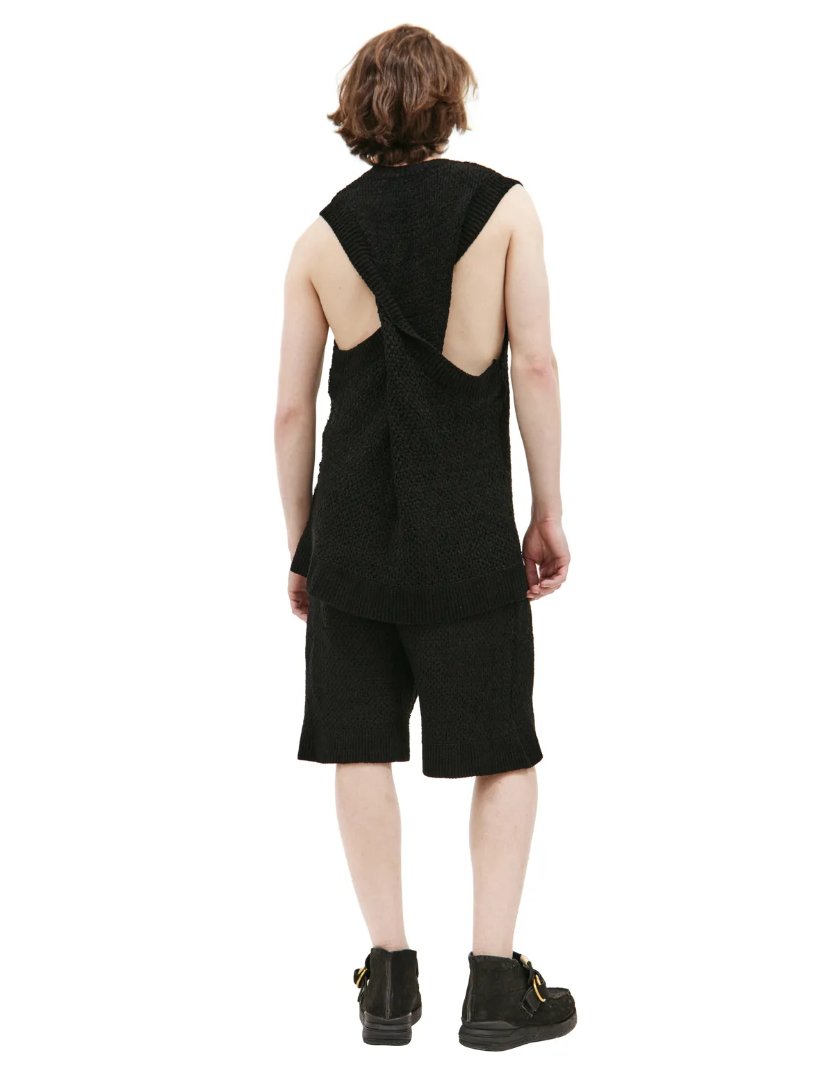 Knited twisted back vest - black