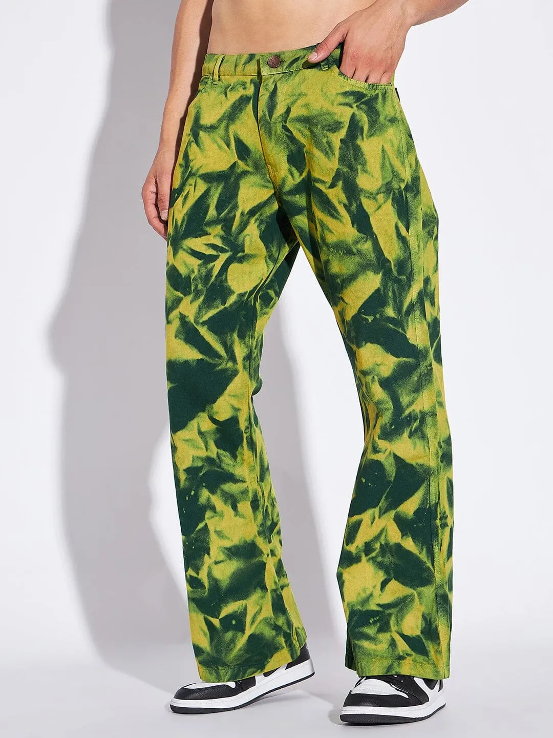 Lemon Tie Dye Flared Trousers