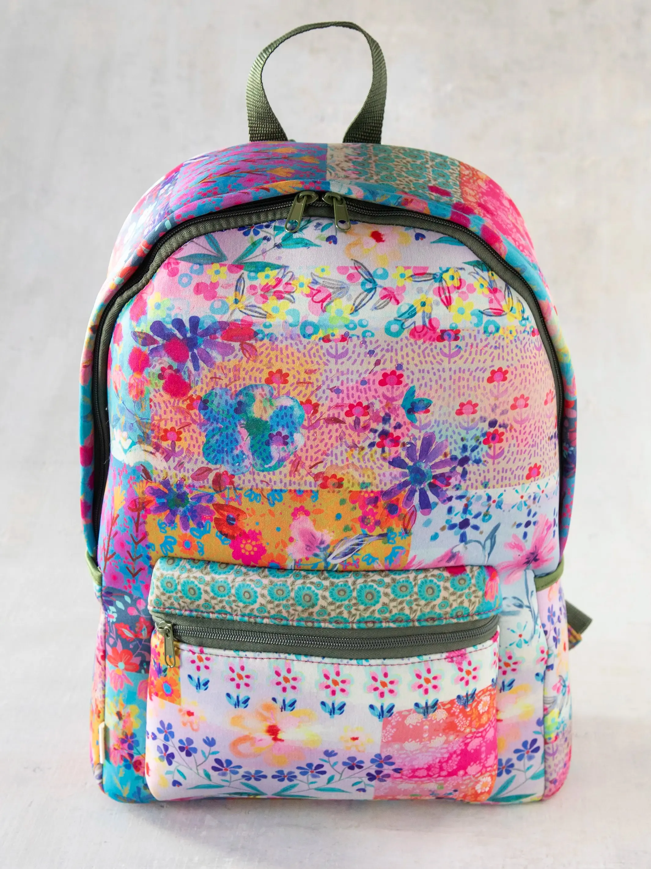 Live Happy Neoprene Backpack - Pink Watercolor Patchwork