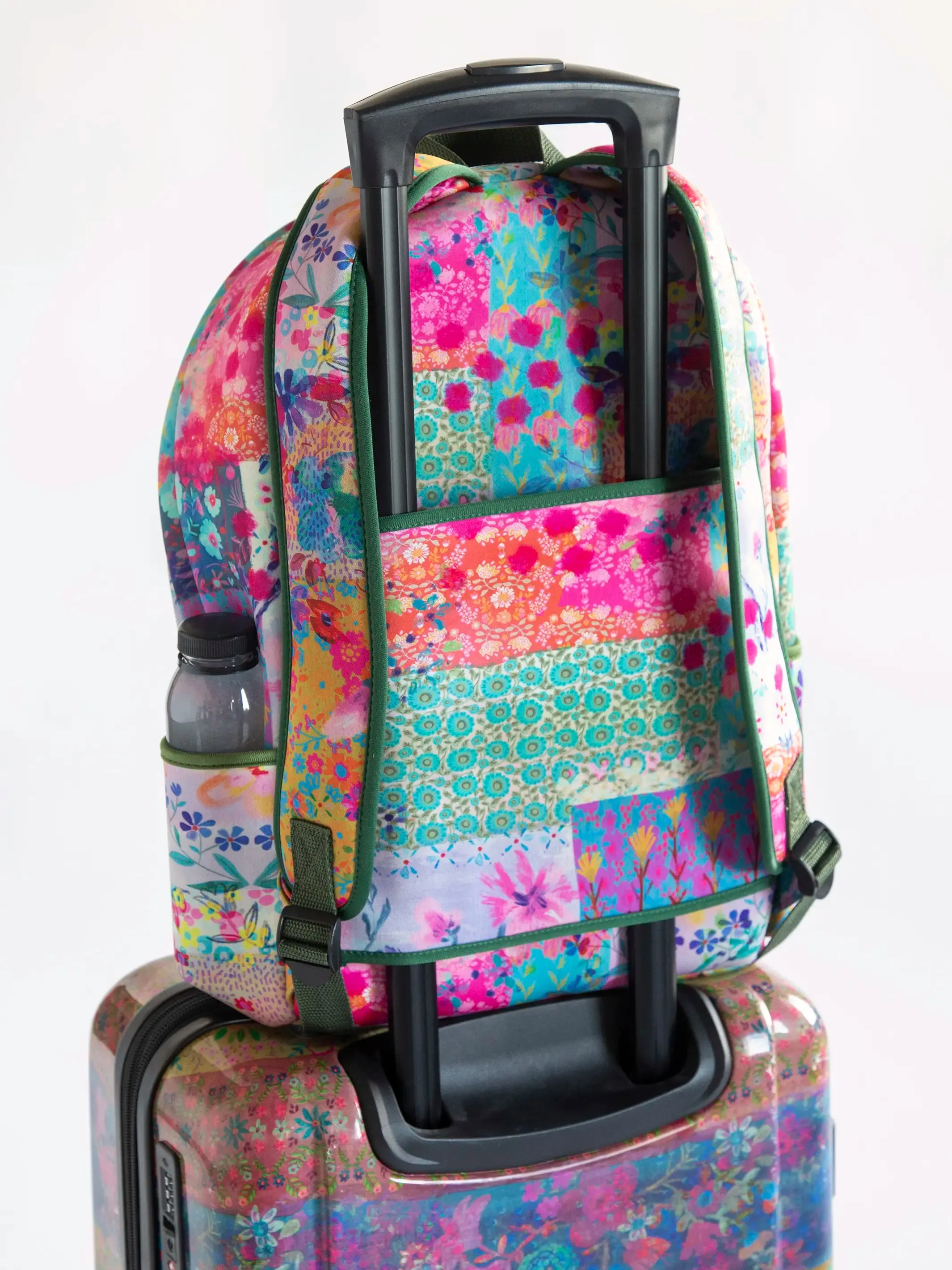 Live Happy Neoprene Backpack - Pink Watercolor Patchwork