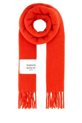 Maison Kitsune Red Alpaca Blend Scarf