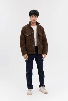 Men's Sherpa Trucker Jacket - Chocolate Brown