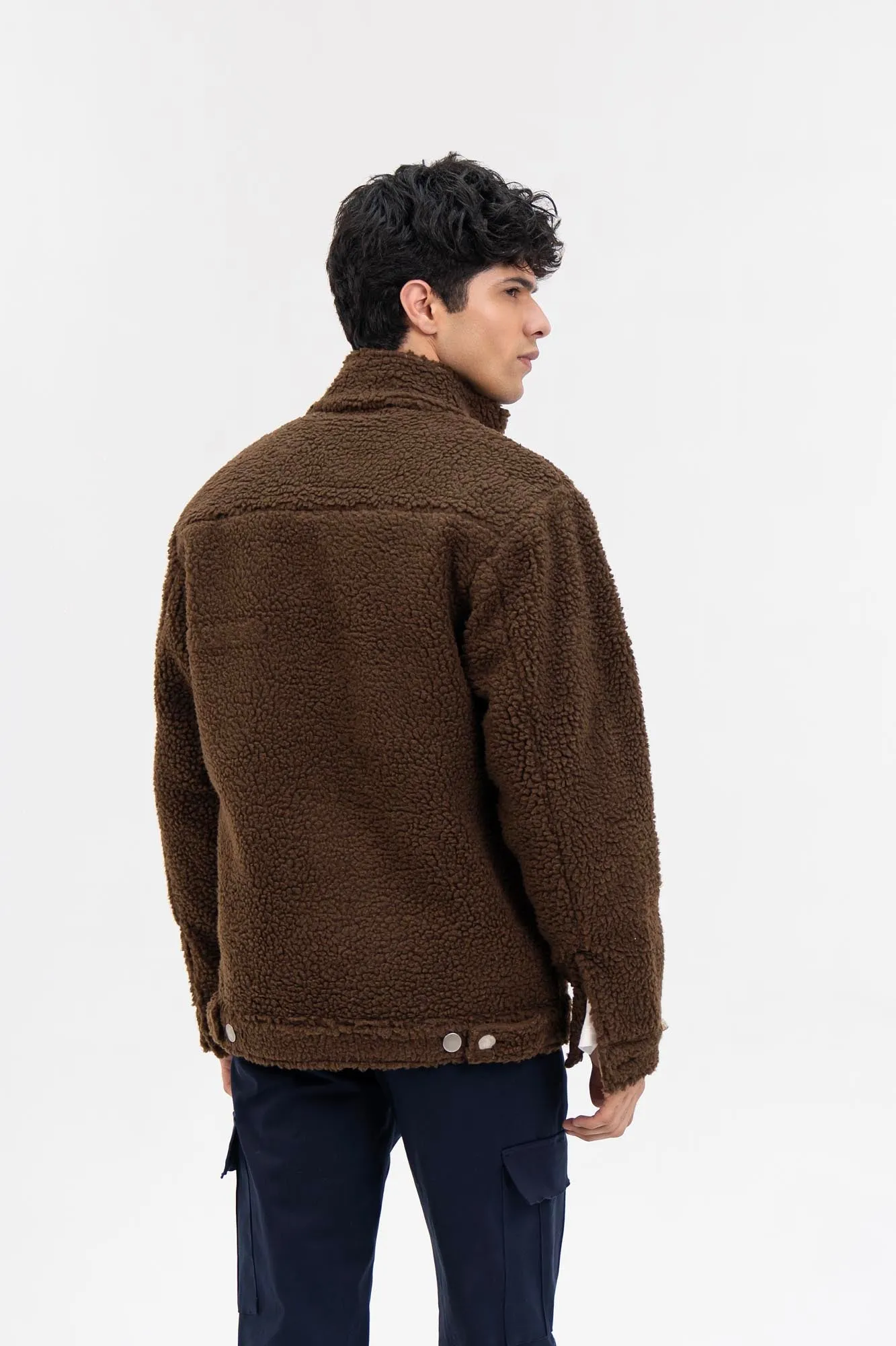 Men's Sherpa Trucker Jacket - Chocolate Brown