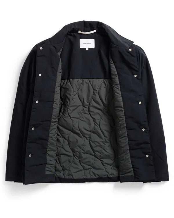 NORSE PROJECTS Norse Projects Pelle Waxed Nylon Insulated Jacket - Navy