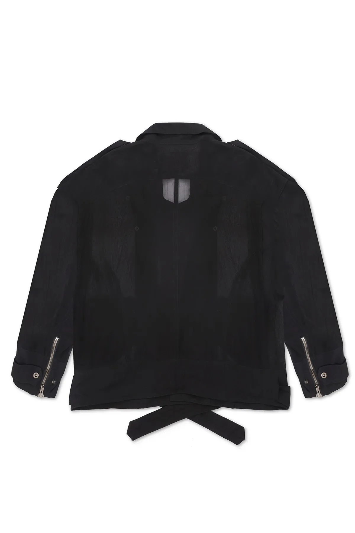 OVERSIZE SHEER MOTO JACKET IN BLACK