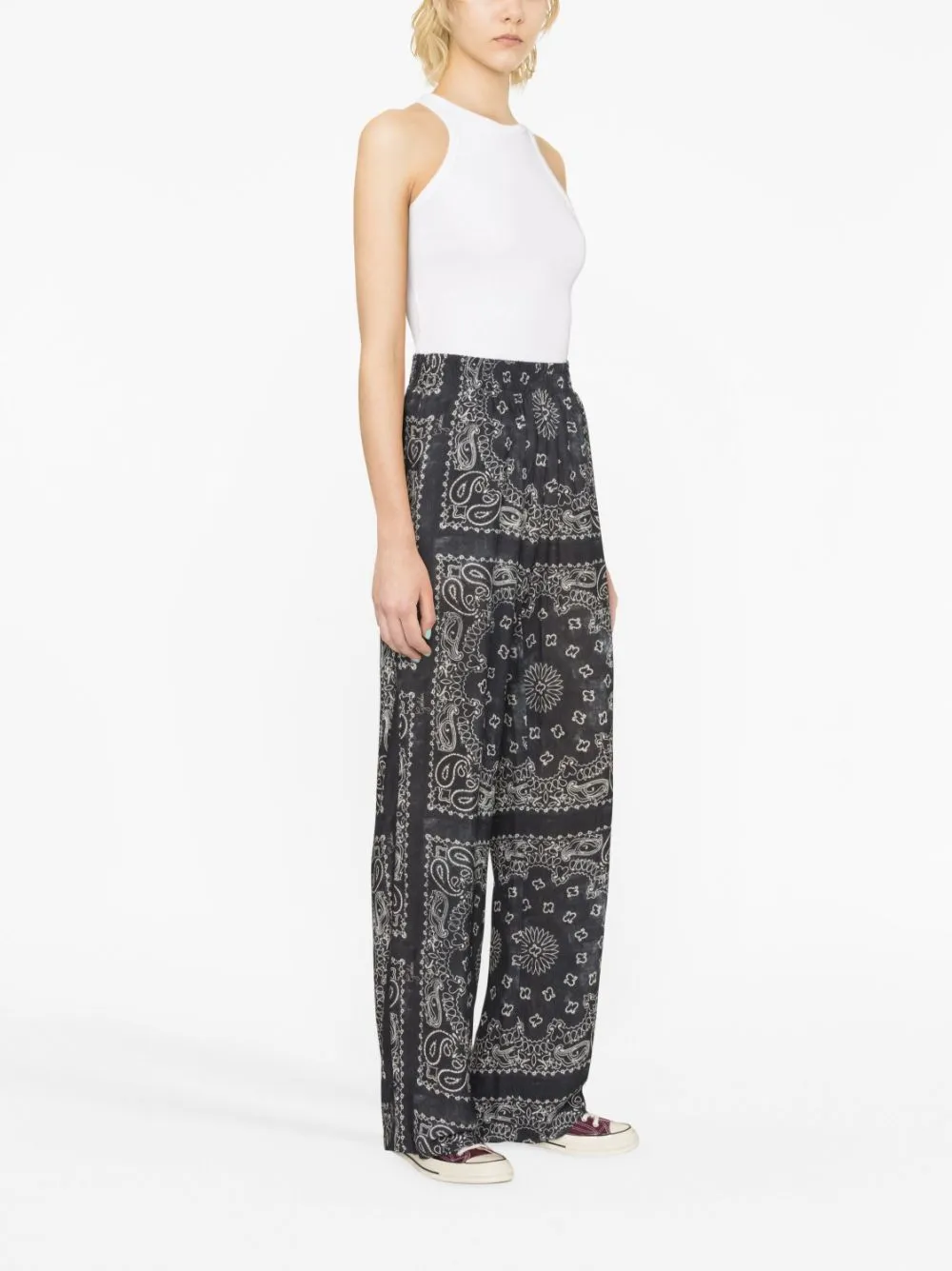 paisley-print wide-leg trousers