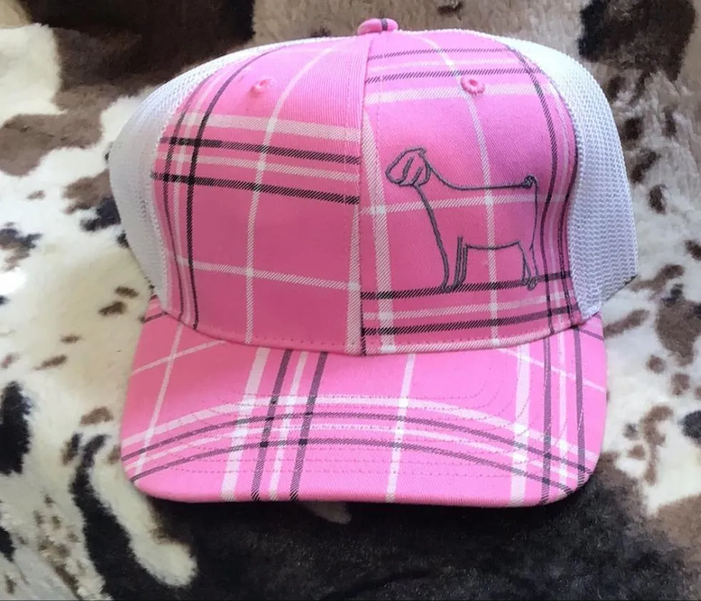 Pink Plaid Goat Cap