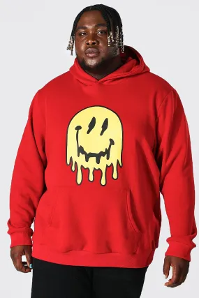 Plus Size Graffiti Drip Face Hoodie | boohooMAN UK