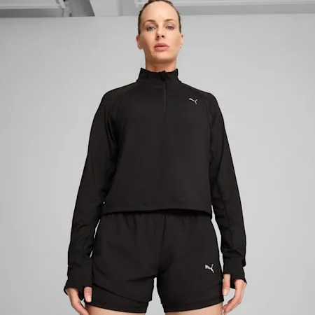 PUMA RUN CLOUDSPUN Quarter-Zip Women's Top | PUMA Black | PUMA Shop All Puma | PUMA 