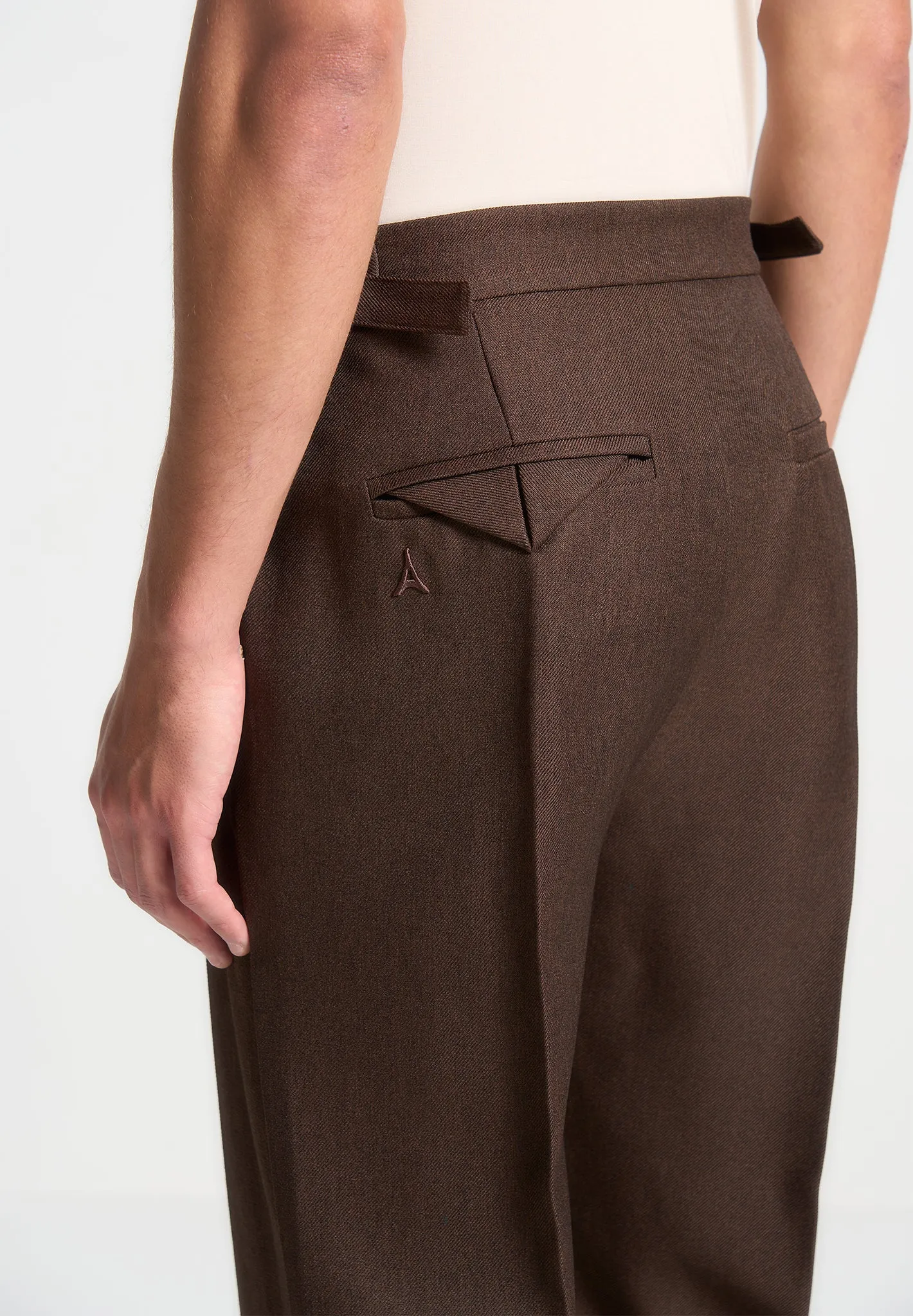 Relaxed Fit Twin Pleat Tailored Trousers - Brown