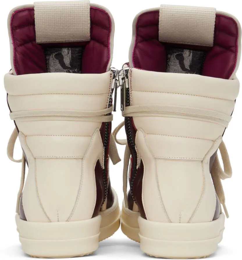 Rick Owens Burgundy Geobasket Sneakers