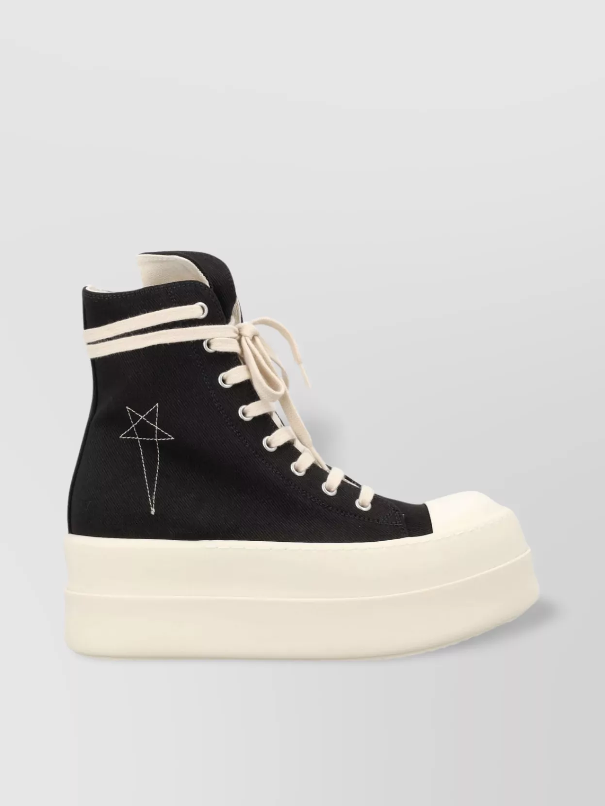 Rick Owens Drkshdw   Star embroidered high-top platform sneakers