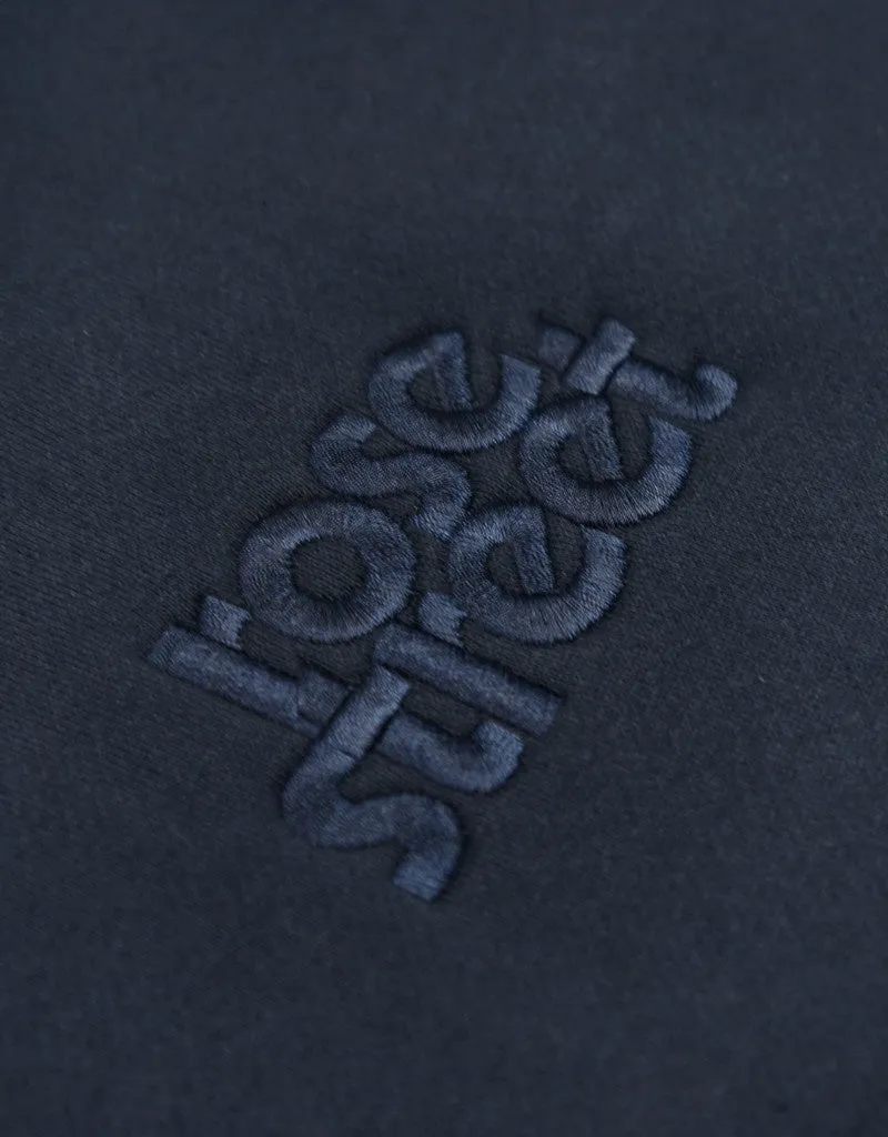 Rose Street Emb Stacked Logo Hoodie Navy