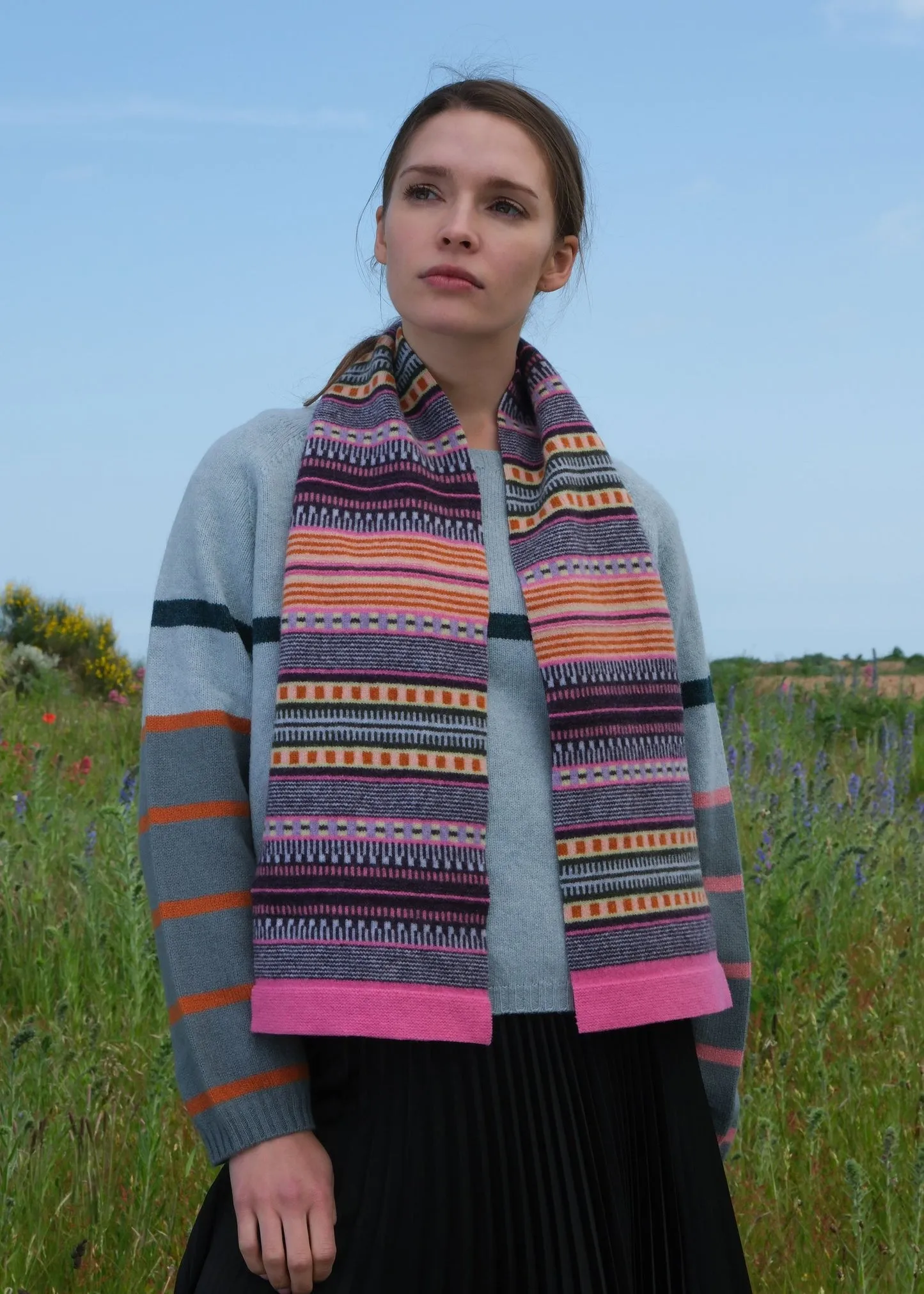 Sacs of Ashbourne   Quinton +Chadwick Small Stripe Scarf in Angel Wing