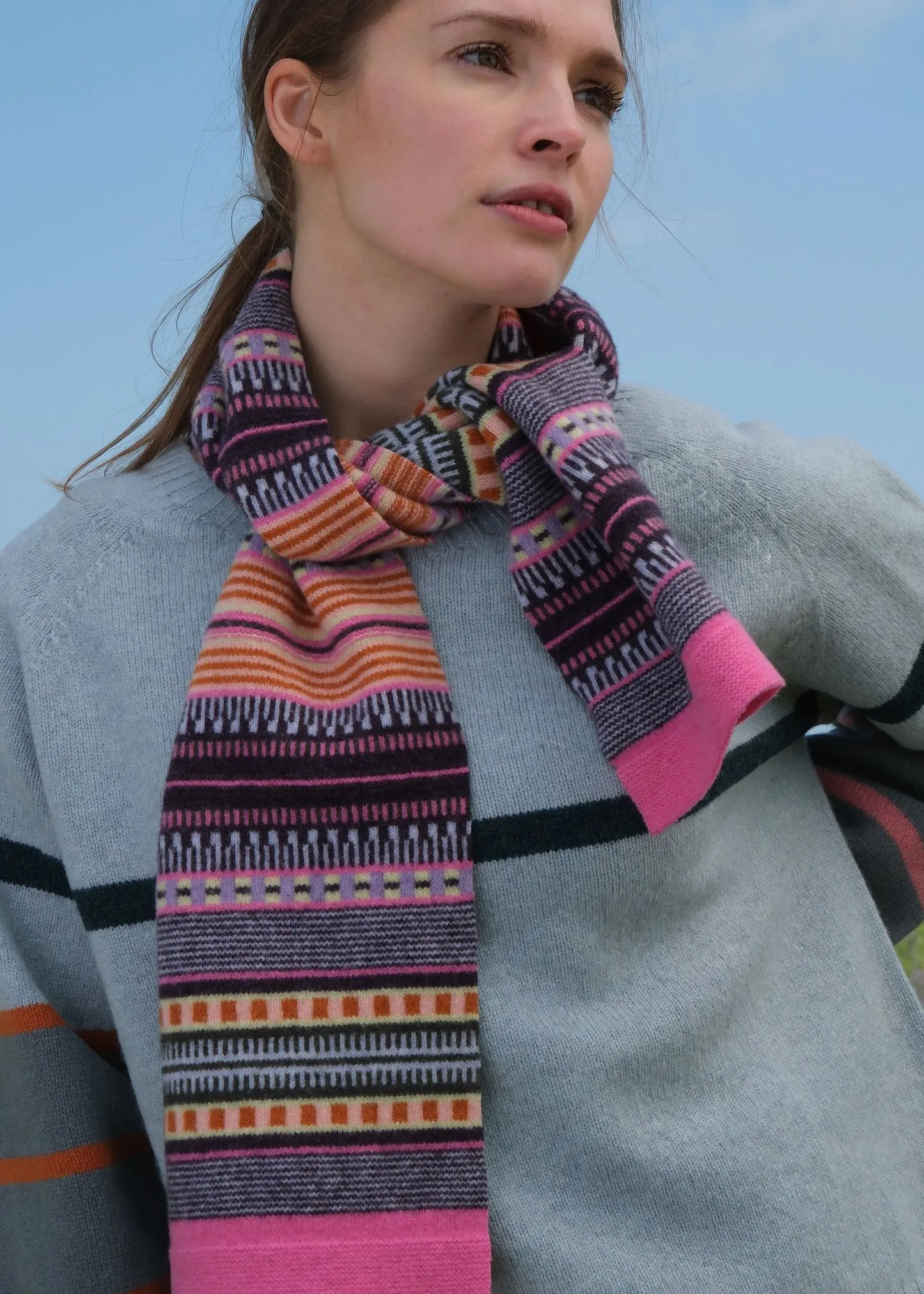 Sacs of Ashbourne   Quinton +Chadwick Small Stripe Scarf in Angel Wing