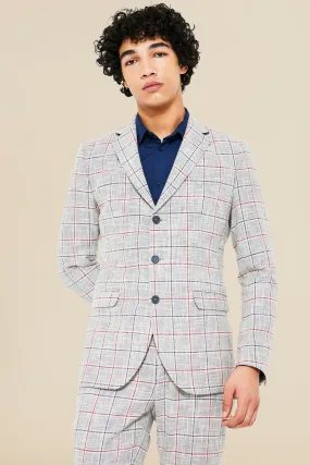 Single Breasted Check Skinny Suit Jacket