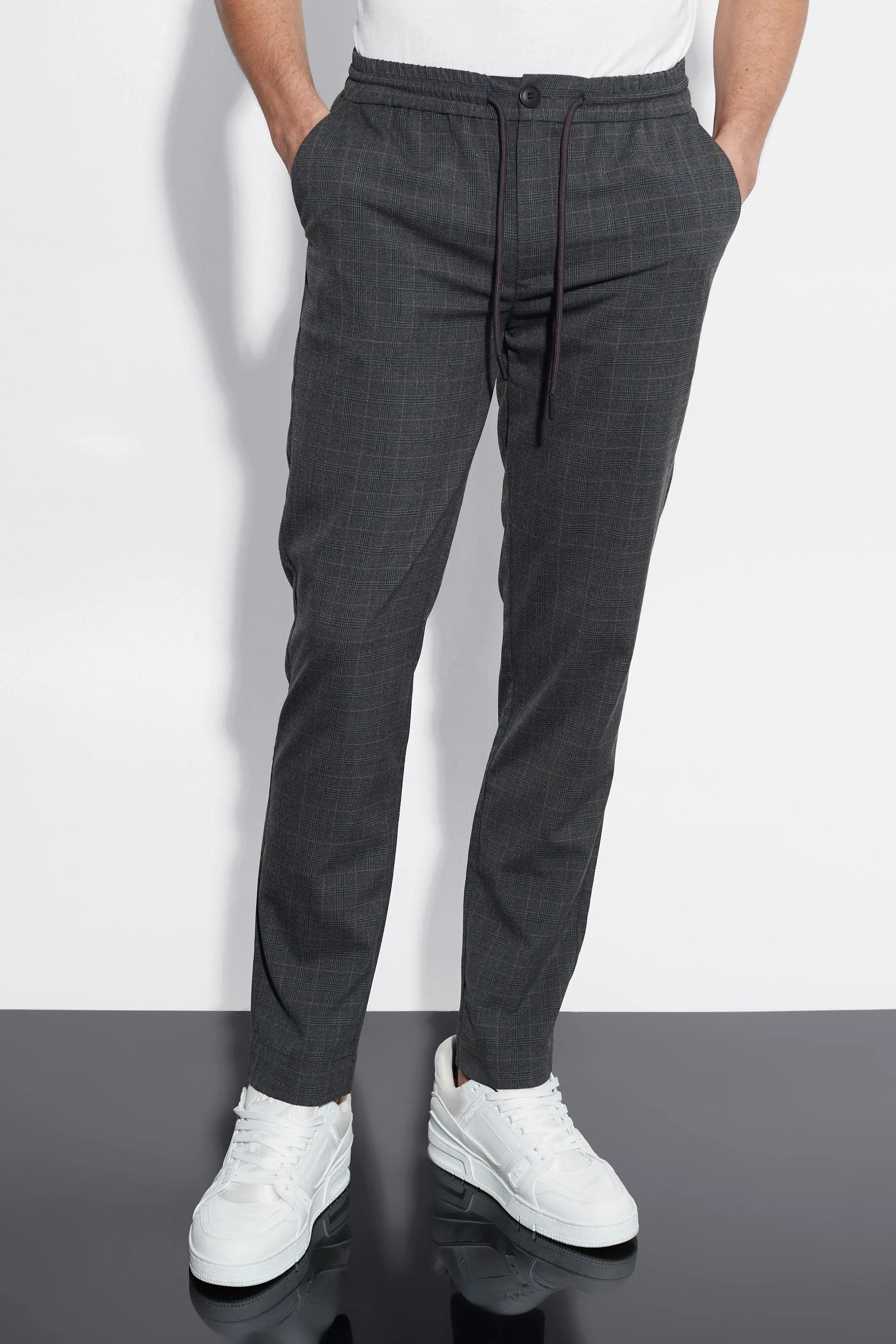 Skinny Check Jogger Waist Trousers