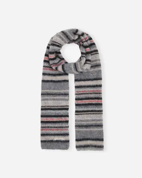 Striped Soft Wool Scarf - Phantom