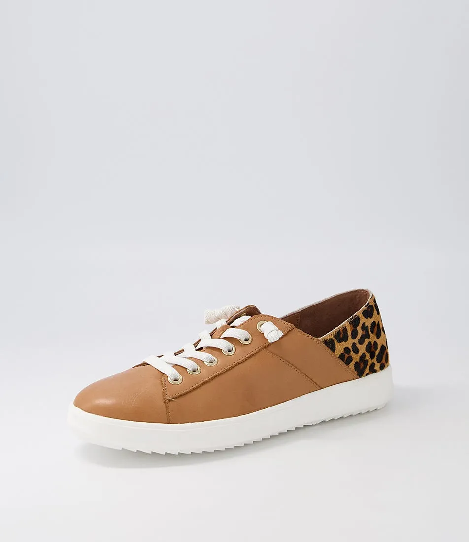 SUPERSOFT Zaylah Dark Tan Leopard Leather Pony Sneakers