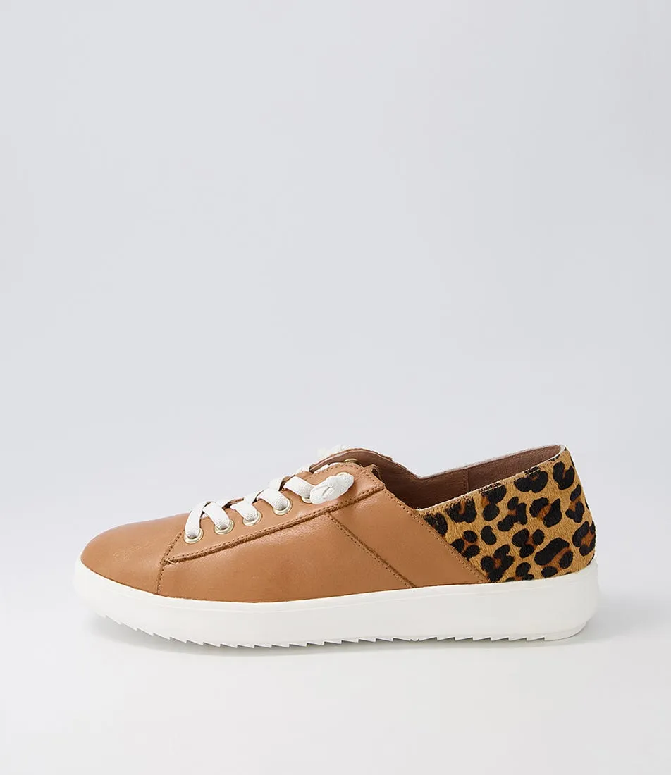 SUPERSOFT Zaylah Dark Tan Leopard Leather Pony Sneakers