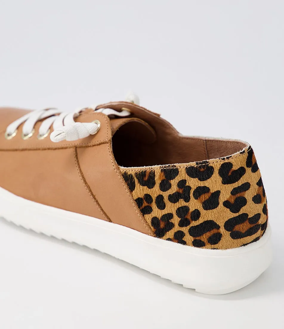 SUPERSOFT Zaylah Dark Tan Leopard Leather Pony Sneakers