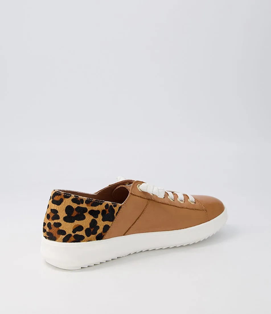 SUPERSOFT Zaylah Dark Tan Leopard Leather Pony Sneakers