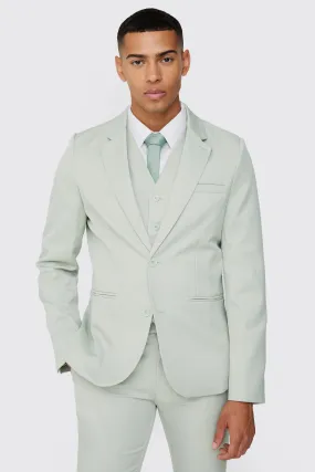 Textured Slim Single Breasted Suit Jacket