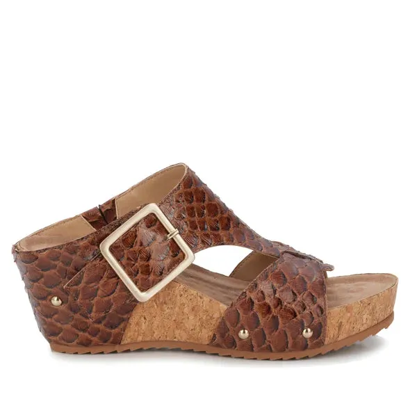 Thea Sandal: Luggage Rustic Snake Print Leather I Walking Cradle