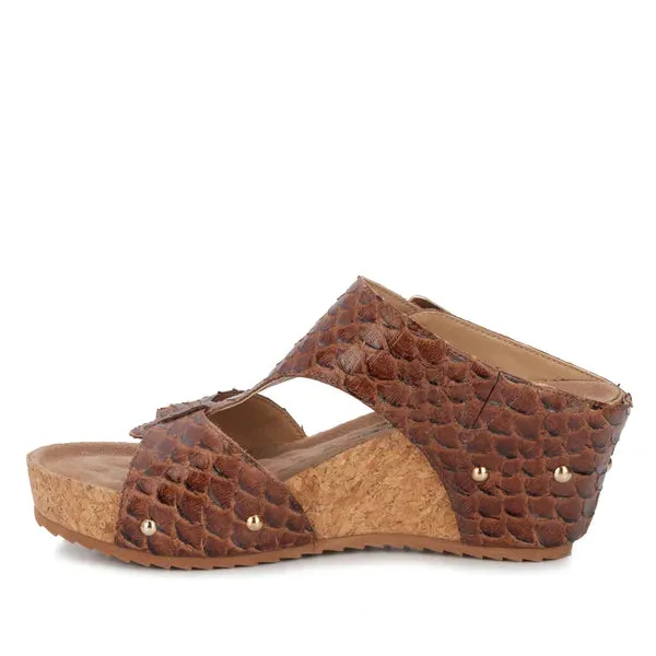 Thea Sandal: Luggage Rustic Snake Print Leather I Walking Cradle