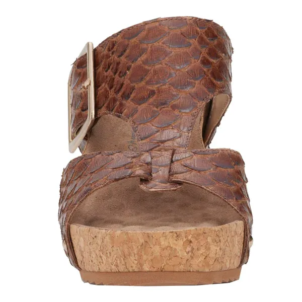 Thea Sandal: Luggage Rustic Snake Print Leather I Walking Cradle