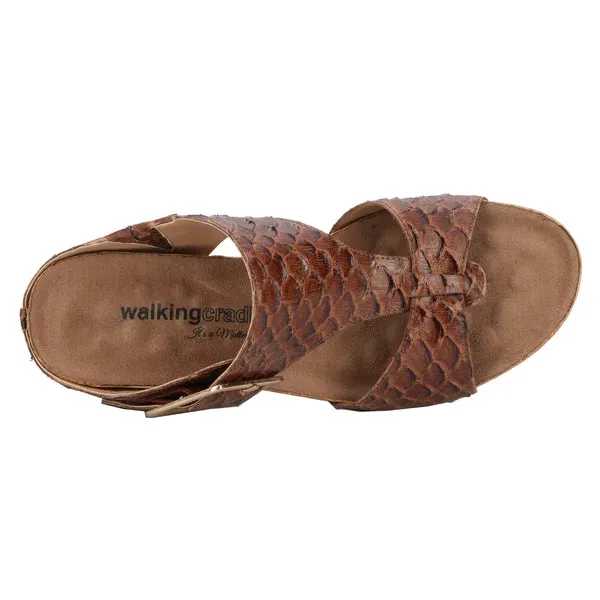 Thea Sandal: Luggage Rustic Snake Print Leather I Walking Cradle