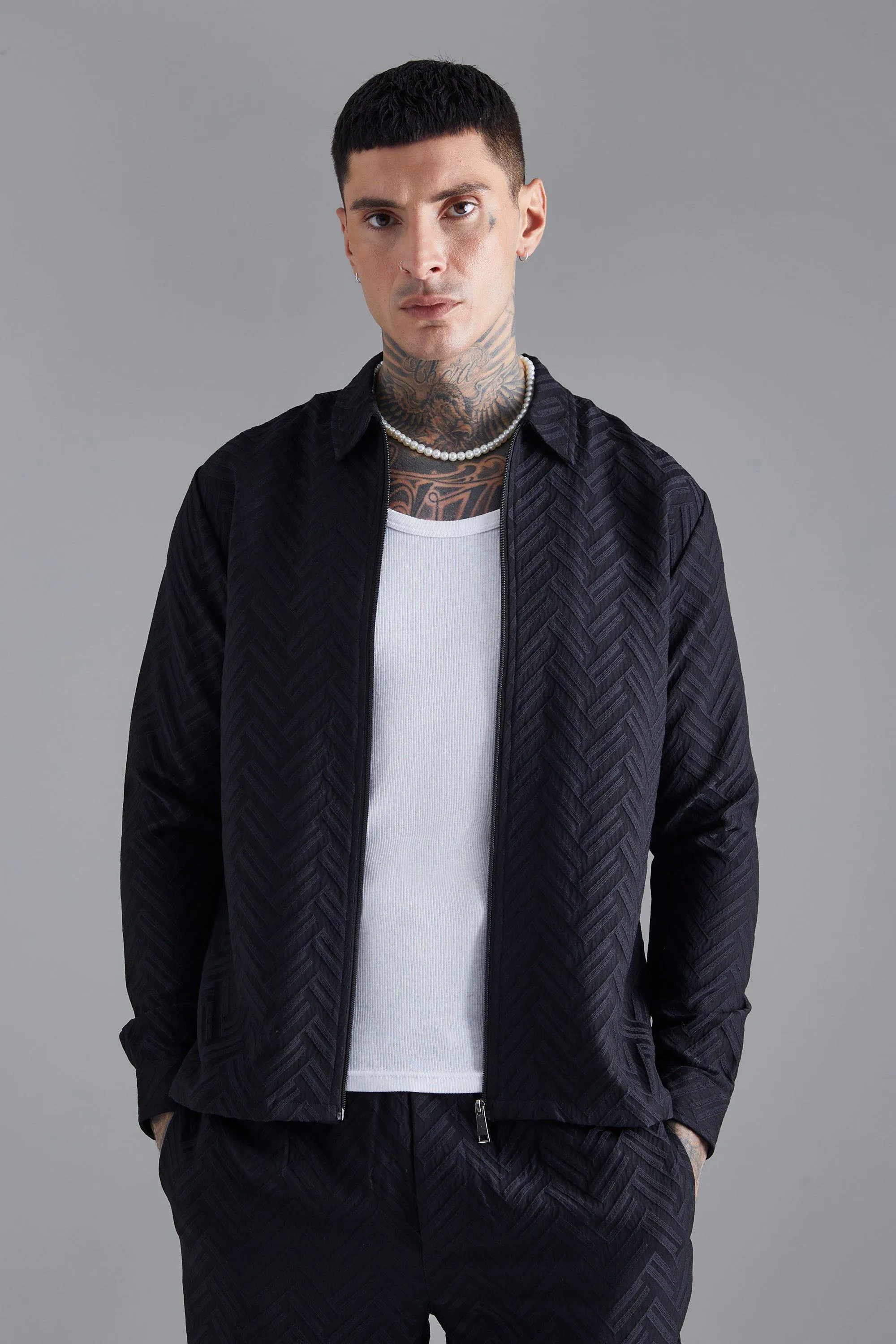 Tonal Geo Smart Zip Shirt Jacket