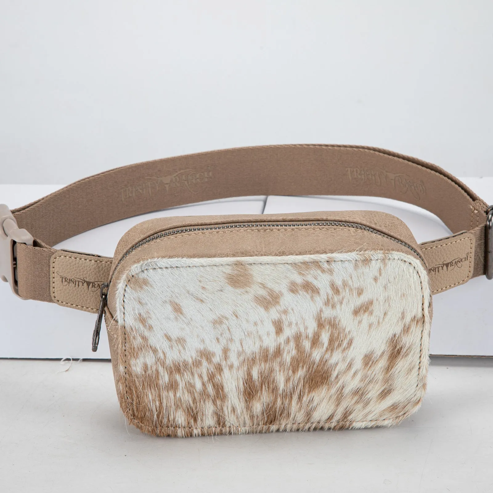 TR184-194 Trinity Ranch Genuine Hair-On Cowhide Belt Bag - Tan