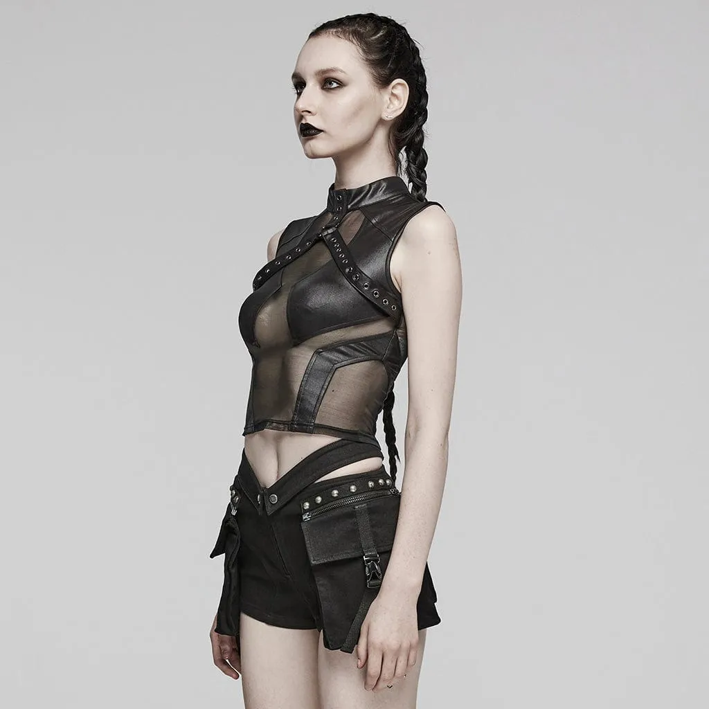 Women's Punk Sheer Eyelet Vest