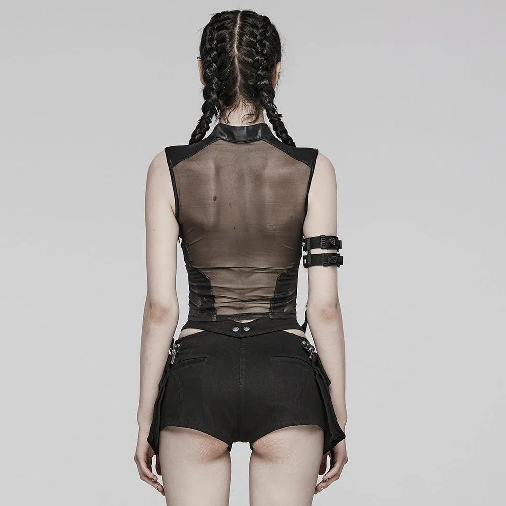 Women's Punk Sheer Eyelet Vest