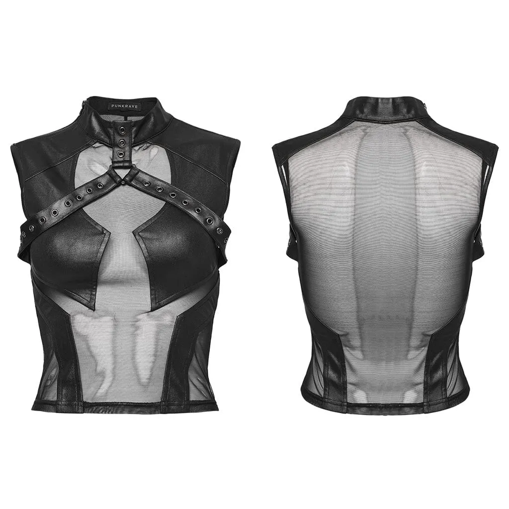 Women's Punk Sheer Eyelet Vest