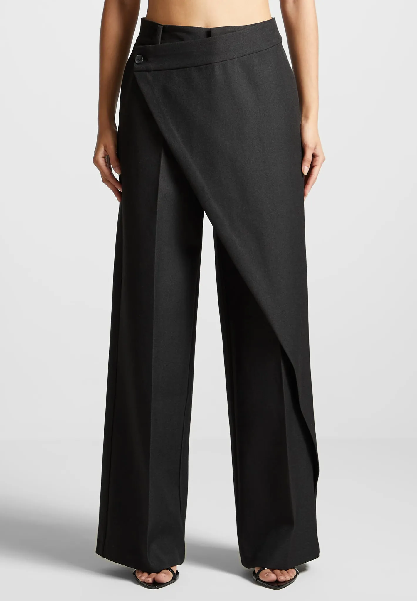 Wrap Tailored Trousers - Black