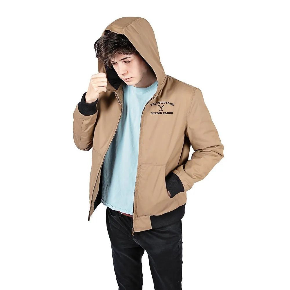 Yellowstone Dutton Ranch Hooded Khaki Jacket